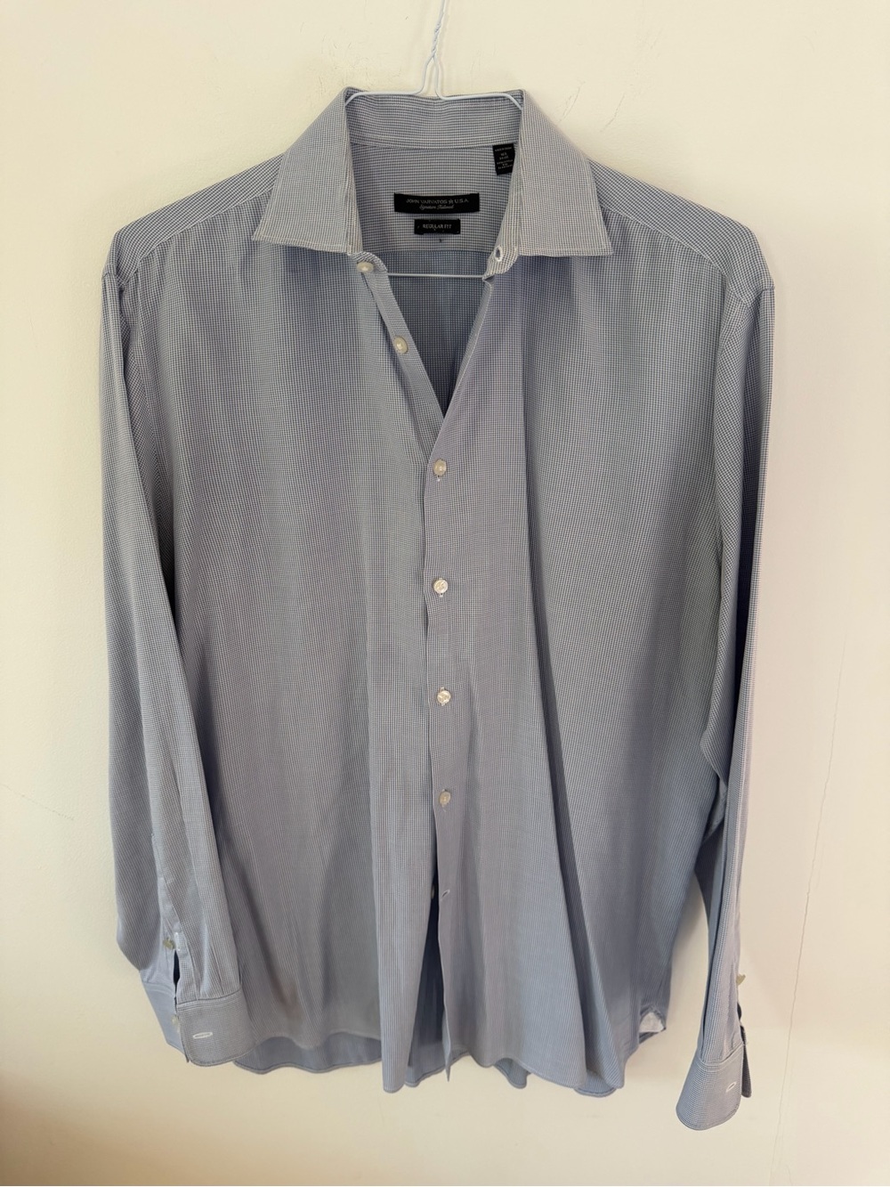 John Varvatos Blue Fine-Stripe Long-Sleeve Button-Down Shirt